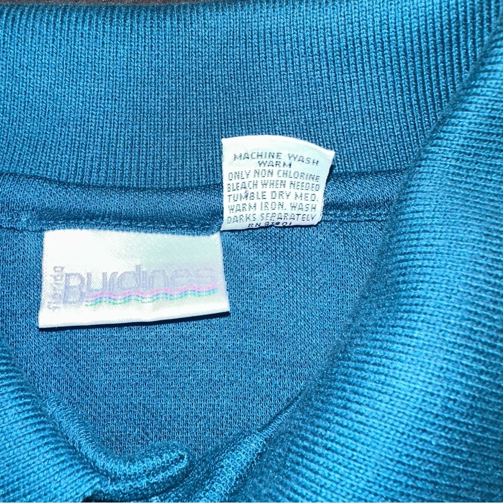 Vintage Burdines Florida Polo Shirt XL Teal Made in USA Pocket Golf Shirt - Picture 5 of 5